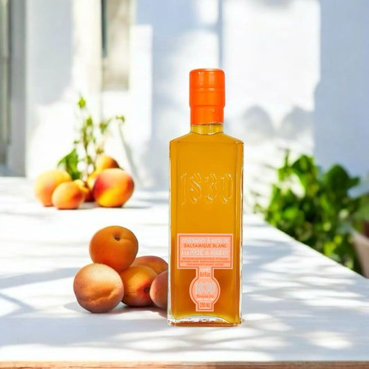 Pfirsich-Aprikose Essig Condiment 250 ml – Fruchtiger Genuss mit natürlichem Pfirsich- und Aprikosenaroma. Perfekt für kreative Feinschmeckerrezepte.