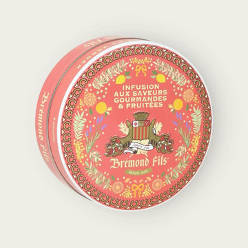 Metalldose mit Bio-Kräutertee von Brémond Fils – genussvoll-fruchtige Aromen mit Zimt, Orange, Süßorange, Apfel & Olivenblättern.