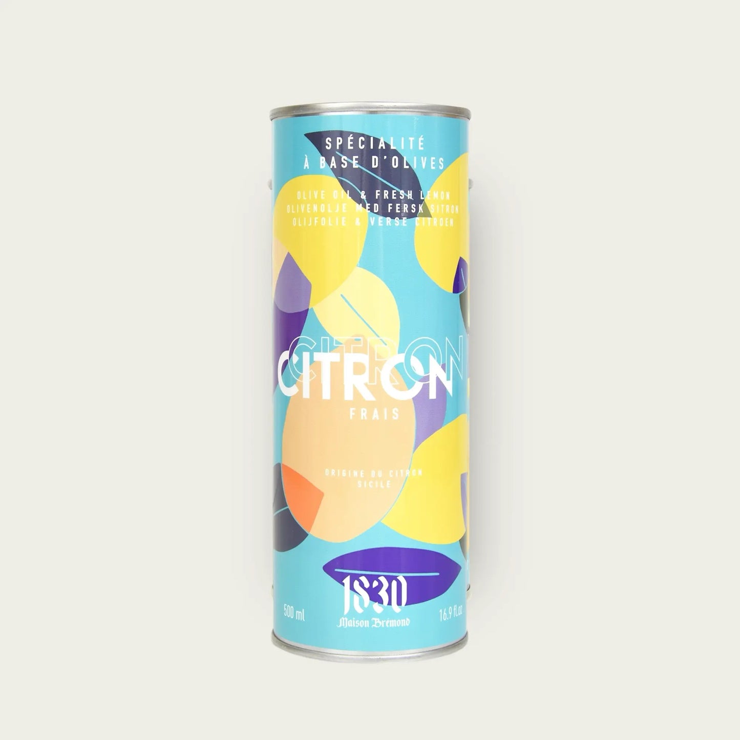 Design-Dose Olivenöl mit 15 % frischen Zitronen von Maison Brémond 1830, 500 ml. Extra natives Olivenöl mit natürlichem Zitronenaroma, ideal für Salate, Fisch und mediterrane Gerichte. Jetzt kaufen.