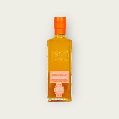 Flasche Balsamico-Essig mit Pfirsich und Aprikose, 250 ml – ein hochwertiges Condiment mit fruchtigem Aroma, ideal für kreative kulinarische Kreationen.