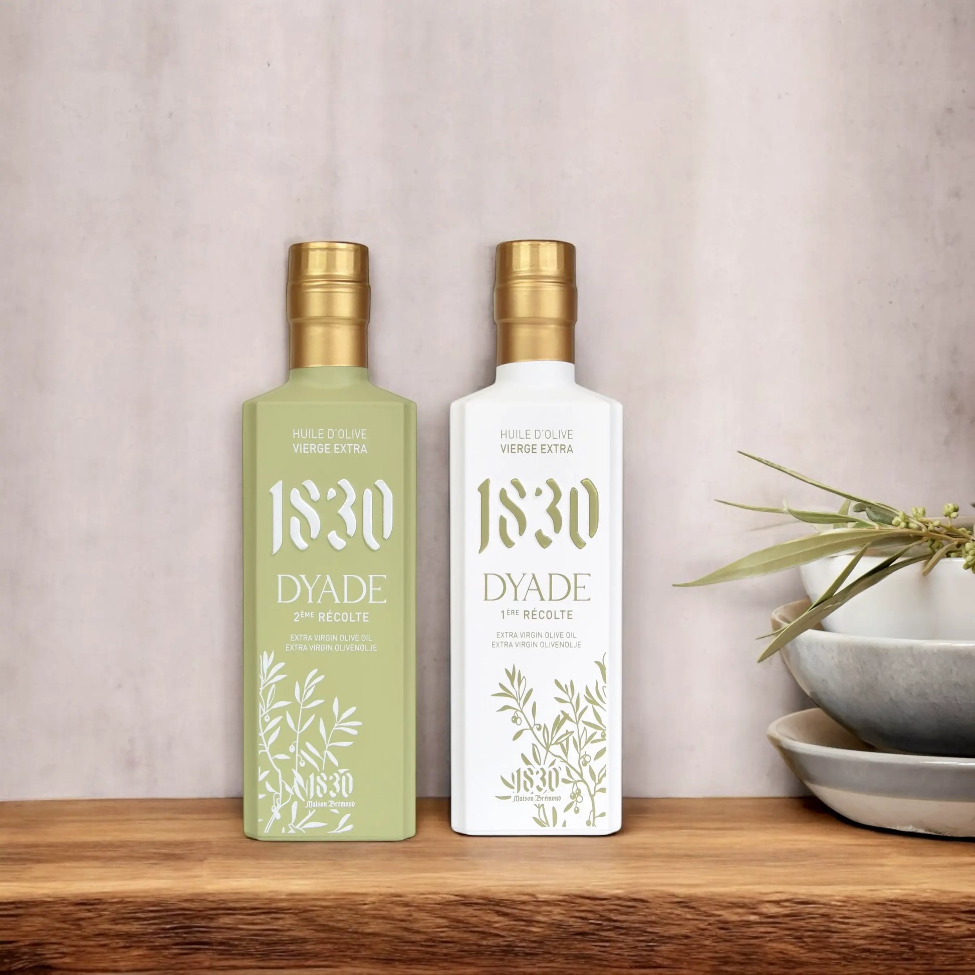 Flasche Dyade Olivenöl 1. und 2. Ernte von Maison Brémond 1830 – natives Olivenöl extra aus der Provence