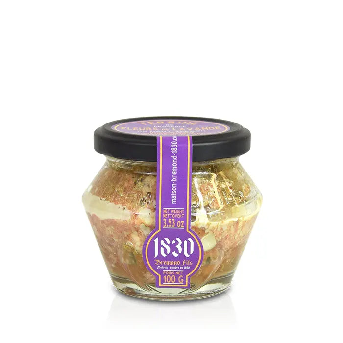 Terrine mit Lavendel aus der Provence im Glas, handwerklich hergestellte französische Feinkost, 100 g
