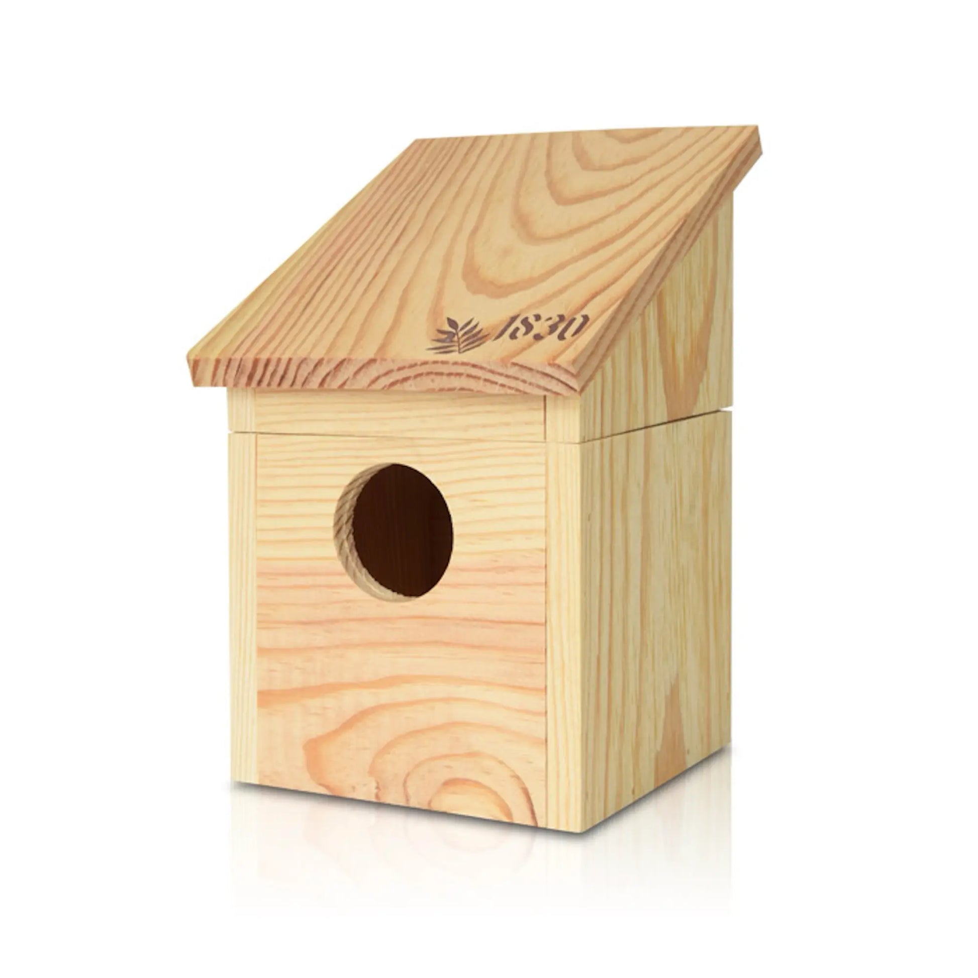 Hochwertiges Vogelhaus aus Holz mit schrägem Dach und Einflugloch – ideal als Nistkasten für Wildvögel. Jetzt Vogelhaus kaufen und Naturschutz unterstützen!